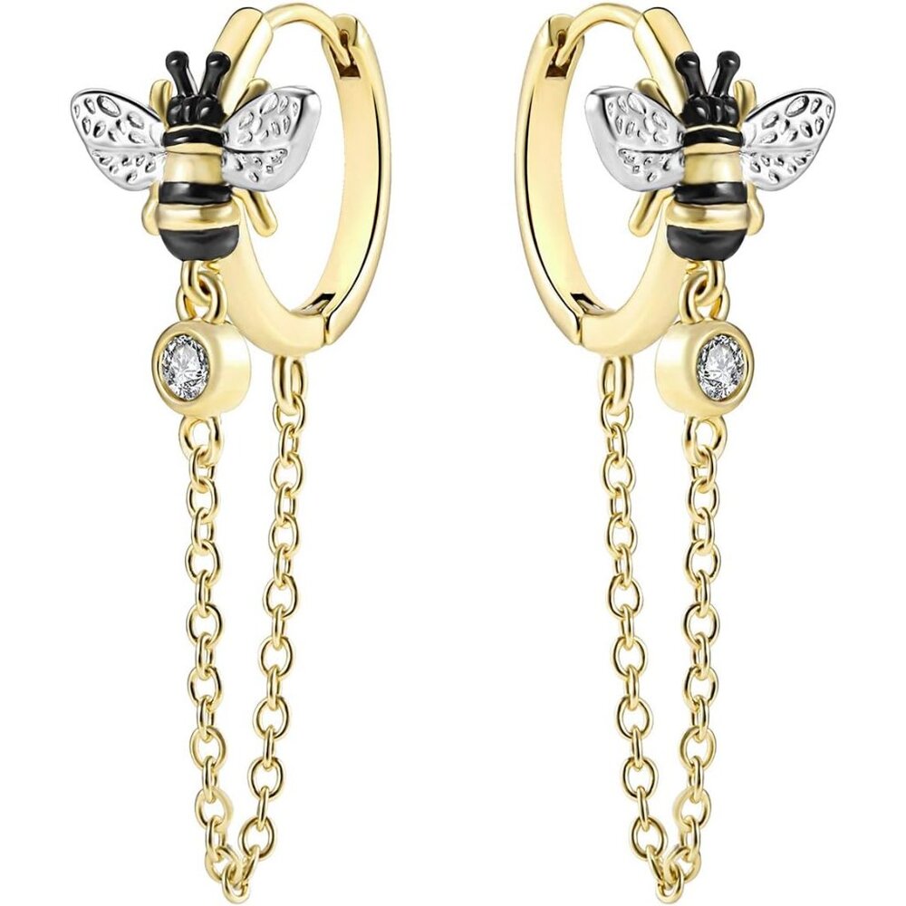 Dainty Fashion Tassel Chain Drop Dangle Small Hoop Earrings for Women Girls with